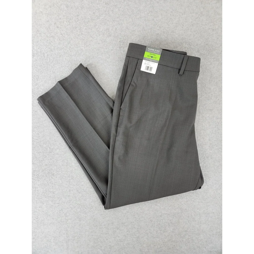 HAGGAR Super Flex Waistband Repreve Gray Pants Dress Grey Size 40 X 30 NEW -SOFT